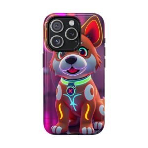 Cute Neon Pet Dog Design for Animal Lovers Magnetic Tough Phone Case