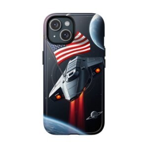 Space-Themed Tough Magnetic Phone Case with American Flag